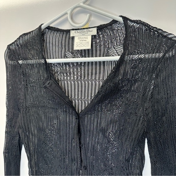 Christian Dior Boutique Set Black Cardigan Sleeveless Turtleneck cowl top Size 8 - Picture 12 of 16